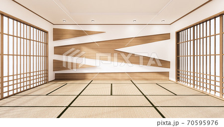cabinet shelf wall on tatami mat floor room japanese style. 3D rendering 70595976