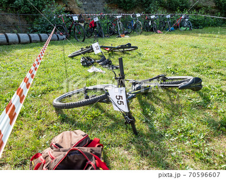 Background of triathlon exhibitions before the start Background of triathlon exhibitions before the start 70596607