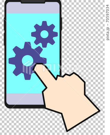 スマートホンの設定を変更するイラストのイラスト素材