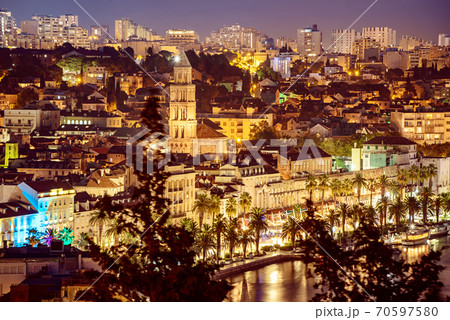Split at night, Croatia 70597580