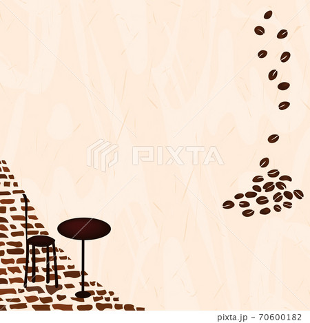 カフェのテーブルとコーヒー豆背景 カフェのイメージイラスト のイラスト素材 カフェのテーブルとコーヒー豆背景 カフェのイメージイラスト のイラスト素材