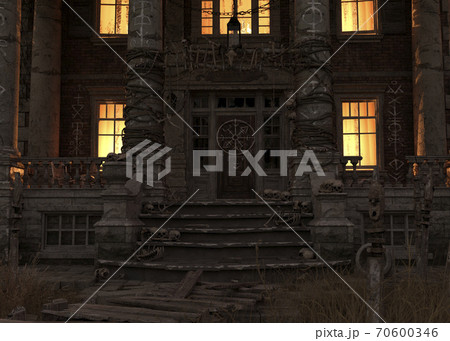 Abandoned haunted house refuge of spirits moonlit night 3d illustration 70600346