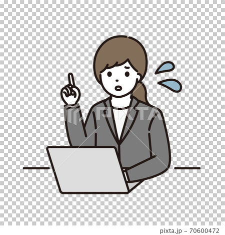 指向困惑的計算機的女商人 指向困惑的計算機的女商人 70600472