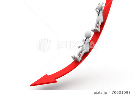 Business man on the arrow (Success or fall concept). Business man on the arrow (Success or fall concept). 70601093