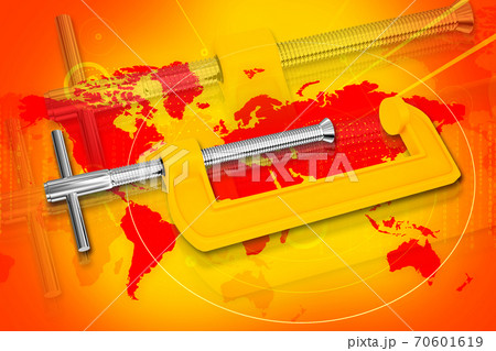 3d illustration of clamp in color background 3d illustration of clamp in color background 70601619