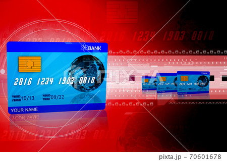 Digital illustration of ATM CARD in color background 70601678
