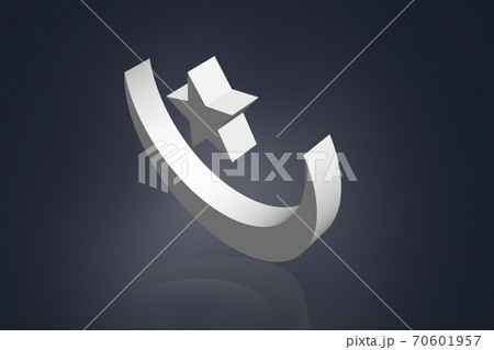 Highly 3d  rendering Crescent moon symbol in color background. 70601957