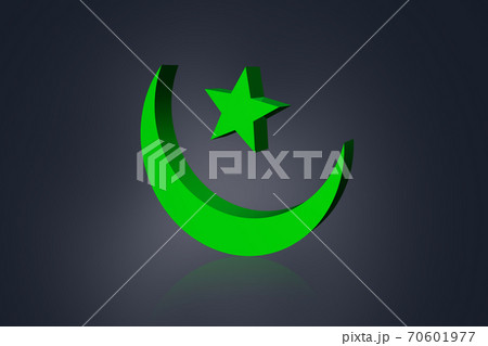 Highly 3d  rendering Crescent moon symbol in color background. 70601977
