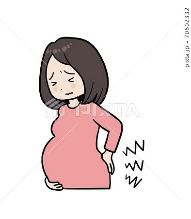 腰痛の妊婦のイラストのイラスト素材