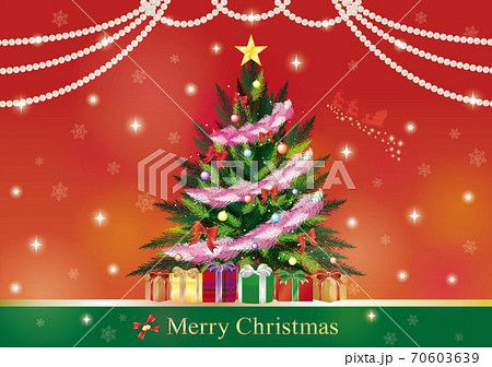 大きなツリーのクリスマスカード 赤 のイラスト素材