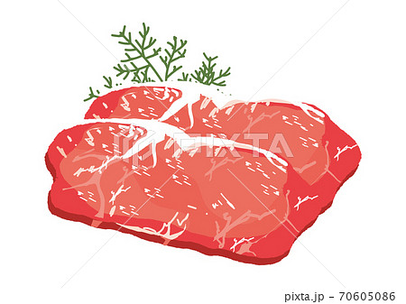 和牛　霜降り肉　イラスト 70605086