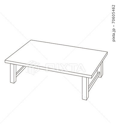 テーブルの線画イラストのイラスト素材