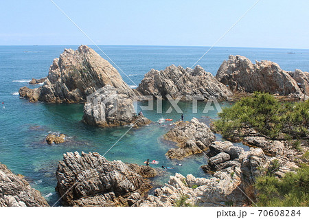 海 韓国 水平線の写真素材