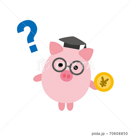 わからないメガネの貯金ブタ博士 キャラクターのイラスト素材