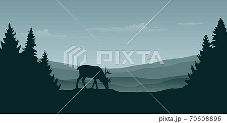 wildlife reindeer mountain view in the fog wildlife reindeer mountain view in the fog 70608896