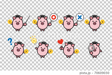 Dr. Saving Pig with Japanese Yen Character Savings (with line) Dr. Saving Pig with Japanese Yen Character Savings (with line) 70609030