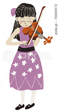 バイオリンを弾く女の子のイラストのイラスト素材