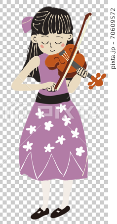 バイオリンを弾く女の子のイラストのイラスト素材