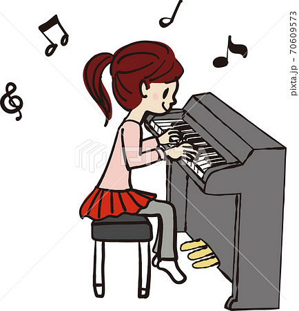 ピアノを弾く女の子のイラストのイラスト素材