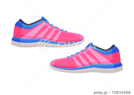 Pair of Pink Athletic Shoes, Fitness and Sports Equipment Vector Illustration on White Background 70610366