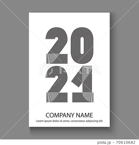 Abstract modern cover design colorful neon zigzag background with  2021 happy new year, 2021 numbers in thin lines striped style, vector illustration for Annual Report, banner, brochure, magazine, 70610682