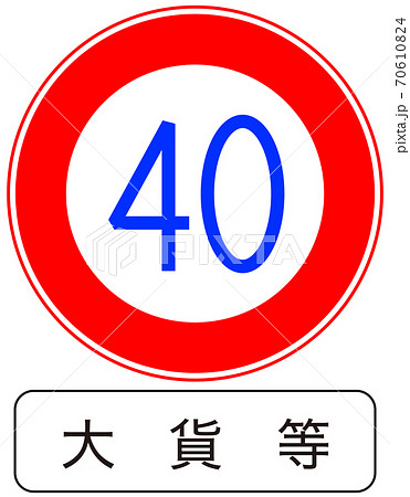 全ての種類が揃う、教材制作にすぐに使える標識・標示「特定の種類の車両の最高速度（323の2）」 70610824