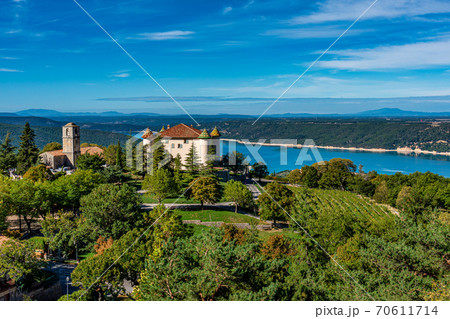 Aiguines in Verdon Gorge in French Alps, Provence, France Aiguines in Verdon Gorge in French Alps, Provence, France 70611714