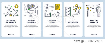 Vector modern thin line video production concept web banners 70612853