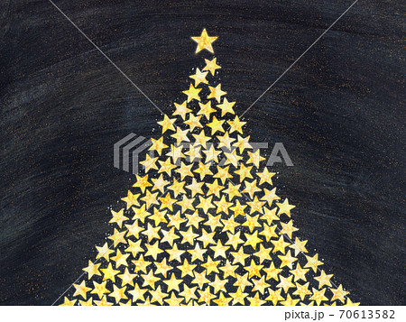キラキラ星で作ったクリスマスツリー 闇夜の背景のイラスト素材