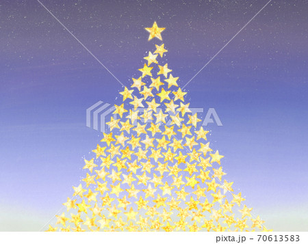 キラキラ星で作ったクリスマスツリー ロマンティックな夜景の背景のイラスト素材