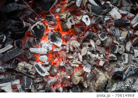 Closeup of red embers in a barbecue Closeup of red embers in a barbecue 70614968