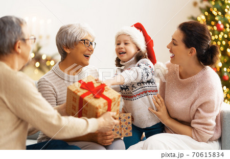 family celebrating Christmas 70615834