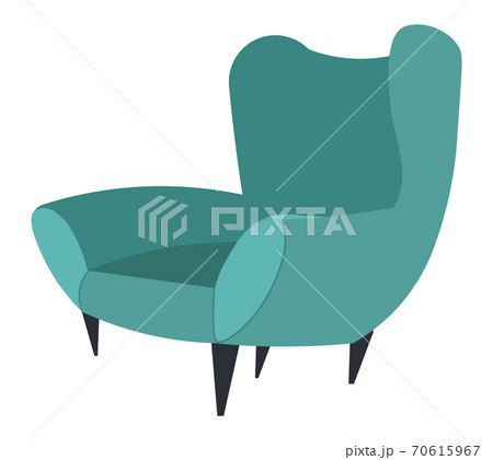 A cozy soft chair with a high back and fabric upholstery. A piece of interior. Flat vector image 70615967