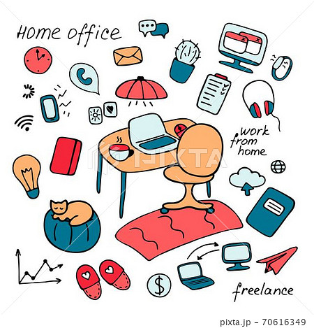 Work from home, freelance, home office concept. 70616349