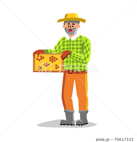 Beekeeping Worker Man Holding Honeycomb isolated illustration Beekeeping Worker Man Holding Honeycomb isolated illustration 70617332