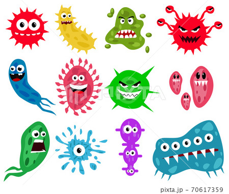 Bacteria, Microbes and Viruses Icons Set 70617359