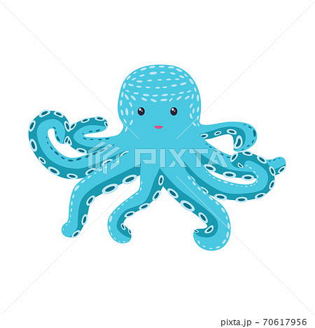 Happy Pink, Turquoise Octopus Cartoon Mascot Character. Marine inhabitants, Scandinavian style, hand drawn Happy Pink, Turquoise Octopus Cartoon Mascot Character. Marine inhabitants, Scandinavian style, hand drawn 70617956