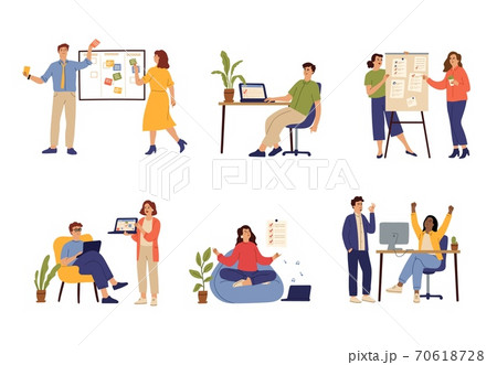 Successful time management. Managers schedule, effective office work organizing. Task desk, agenda planner and productive worker vector set 70618728