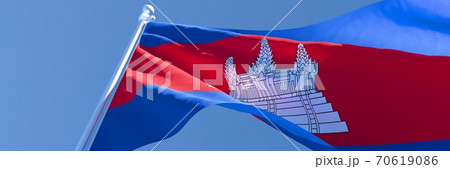 3D rendering of the national flag of Cambodia waving in the wind 70619086