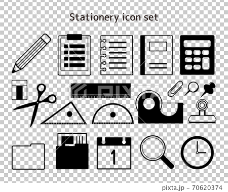 Stationery vector illustration set pencil clock notebook Stationery vector illustration set pencil clock notebook 70620374