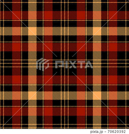 Tartan Cloth Pattern. Checkered plaid vector illustration. Seamless background of Scottish style great for wallpapers, textiles, decorations, festive wrappings, prints. Red, yellow-beige, and black. 70620392