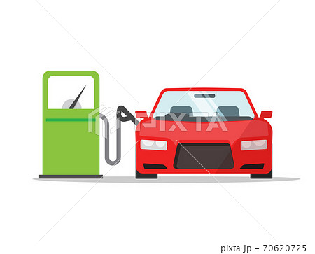 Car automobile refueling on gas fuel station icon vector flat cartoon illustration, vehicle refilling petrol design isolated 70620725
