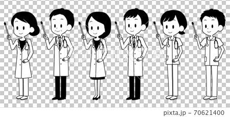 医師 看護師 ポインター セットのイラスト素材
