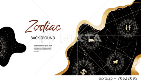 Astrological horoscope. Horizontal background with zodiac constellations. Astrological horoscope. Horizontal background with zodiac constellations. 70622095