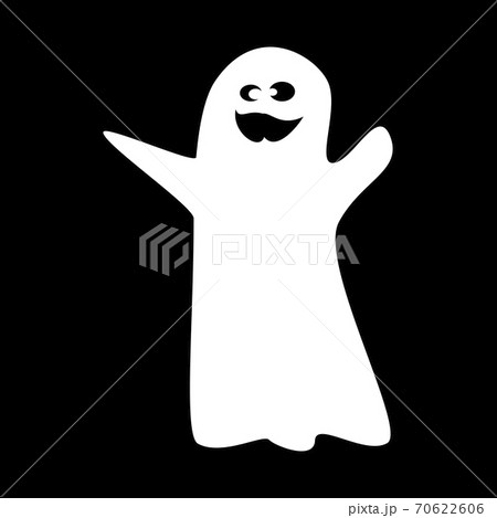 Ghost cute flat icon. White silhouette on blcak background. Vector Illustration. 70622606