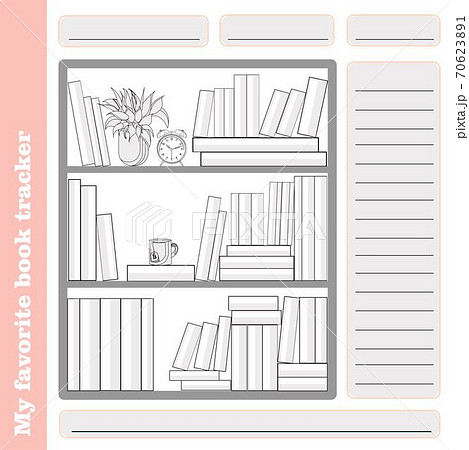 Monthly habit empty tracker template. reading. Familiar tracker. The books that are read. LIST OF LITERATURE. PAINTING Monthly habit empty tracker template. reading. Familiar tracker. The books that are read. LIST OF LITERATURE. PAINTING 70623891