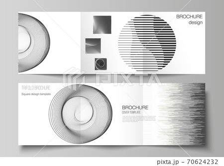Vector layout of square format covers design templates for trifold brochure, flyer, magazine. Geometric abstract technology background, futuristic, science, technology concept for minimalistic design. 70624232