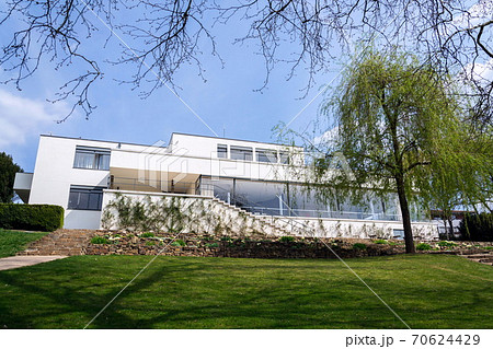 Exterior of the Villa Tugendhat by architect Ludwig Mies van der Rohe built in 1929-1930, modern functionalism architecture monument, Brno, Moravia, Czech Republic, UNESCO World Culture Heritage site 70624429