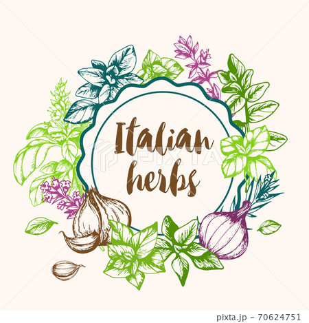 Vintage background with Italian spices 70624751