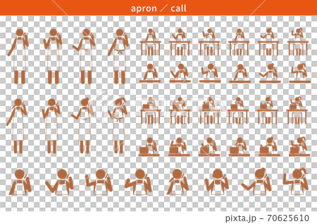Apron pictogram person smartphone call phone icon conversation laptop computer PC 70625610